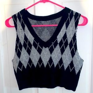gray and black sweater vest